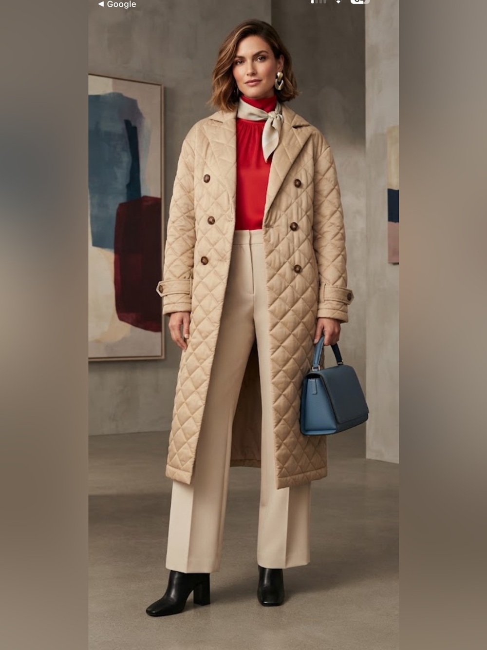 Rebecca Minkoff Double Breasted
Quilted Long Tan Duster Coat sz L Minimalist